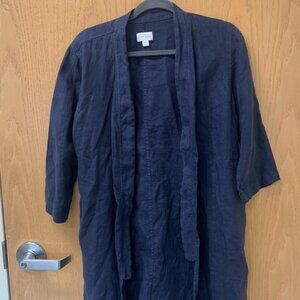 Pure Jill Linen Open Cardigan Petite M | Navy Garment Dyed Layer